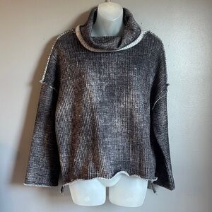 Dylan distressed charcoal gray cowl neck sweater * sz SM *